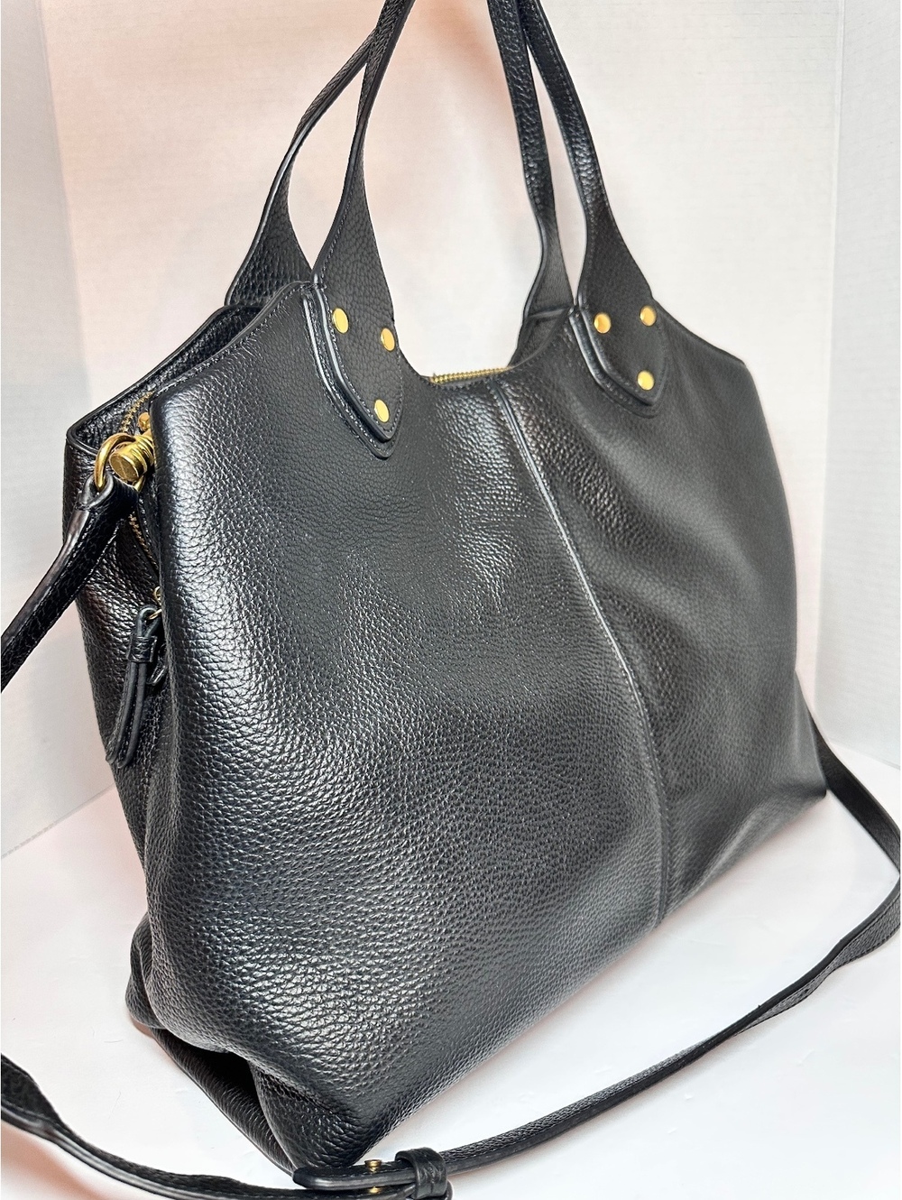 Banana Republic Black Pebbled Leather Large Tote Shoulder Bag Hobo Satchel